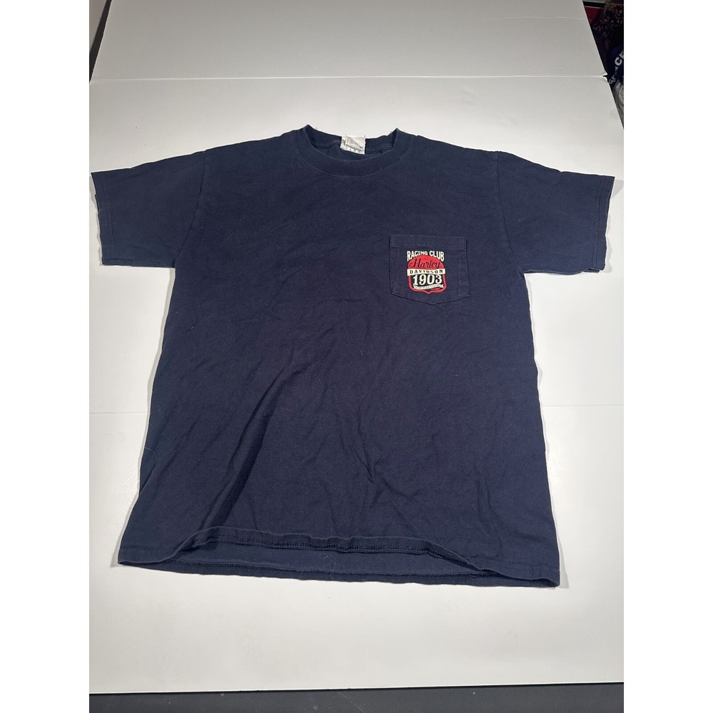 Harley Davidson T-Shirt Men Medium Black 1903 Racing Club Pocket Motorcycle USA